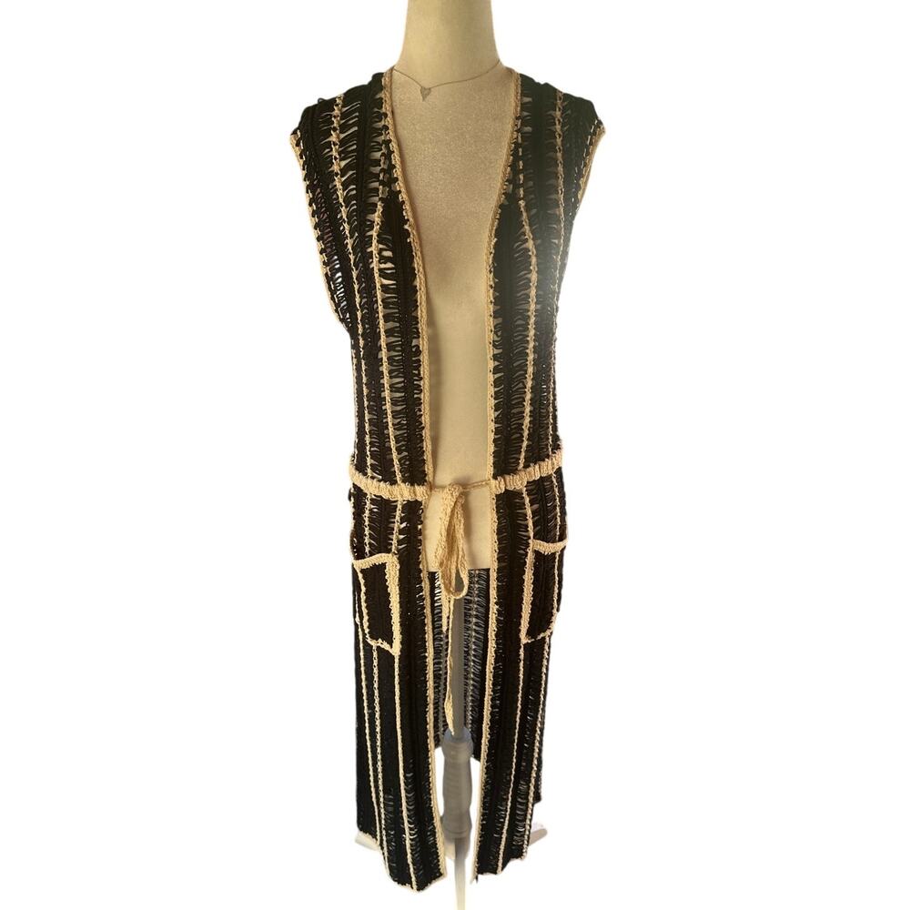 Dreamers by Debut Long Crochet Vest – Size M/L | 100% Acrylic